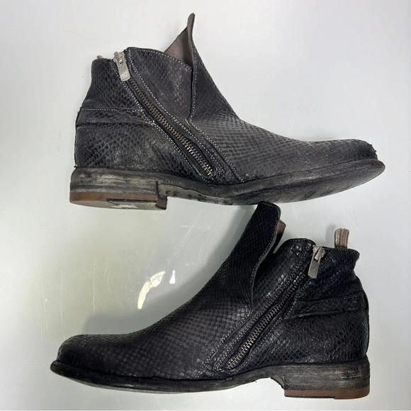Officine Creative Legrand Black Snakeskin Reptile Look Leather Booties Size 38 - Picture 5 of 13